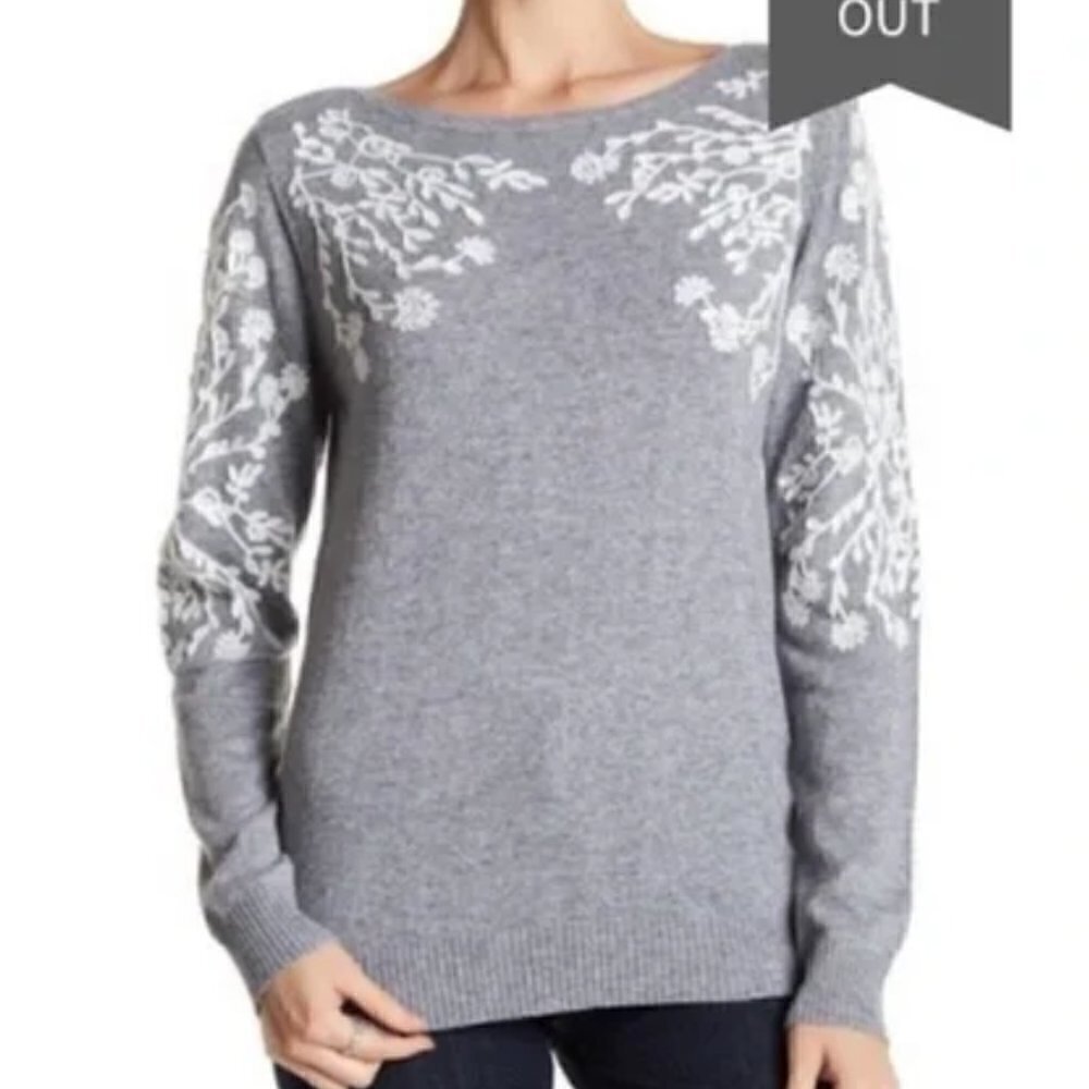 Rain + Rose Stitch Fix Womens Sz Medium Sabo Embroidered Accent Pullover Sweater
